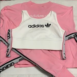 Adidas Pink long sleeve with white crop top